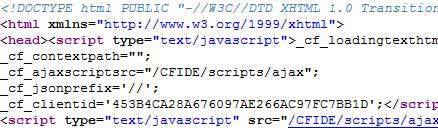 Snippet of 'View source' showing cfajaximport result - CLICK TO SHOW LARGER SNIPPET Snippet of 'View source' showing cfajaximport result - CLICK TO SHOW LARGER SNIPPET